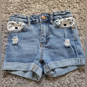 Kids Denim Shorts with Lace Pockets Size 4T